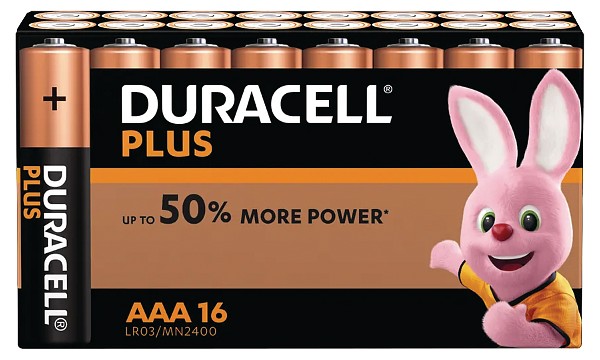 Duracell Plus Power AAA 16 Pakke af Batterier